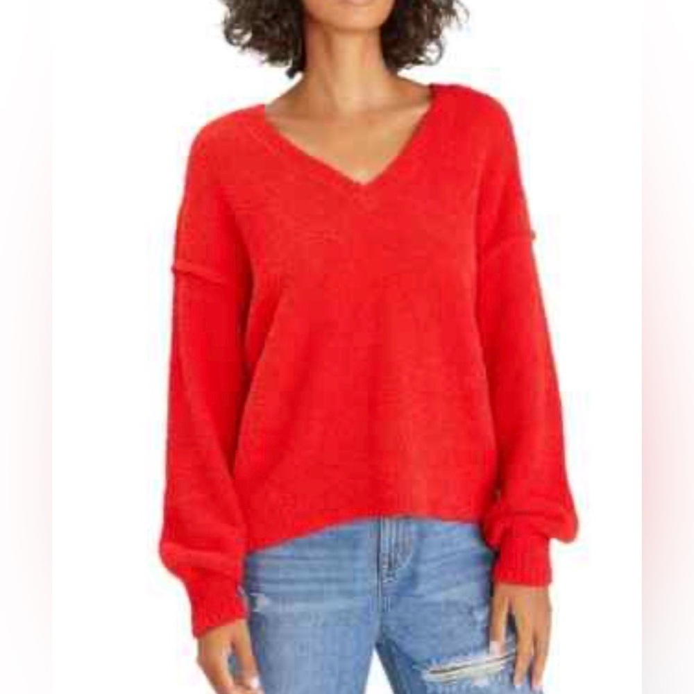 Sanctuary Women's Easy Breezy V-Neck Pullover Sweater In Flash Pink Size M